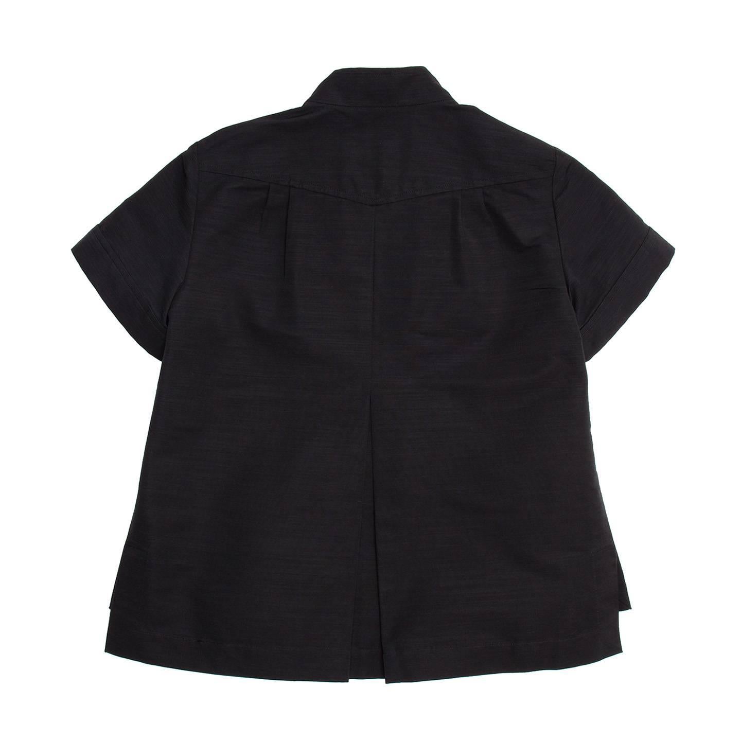 Women's Chanel Black Cotton Shirt Jacket Style With Bow Detail For Sale
