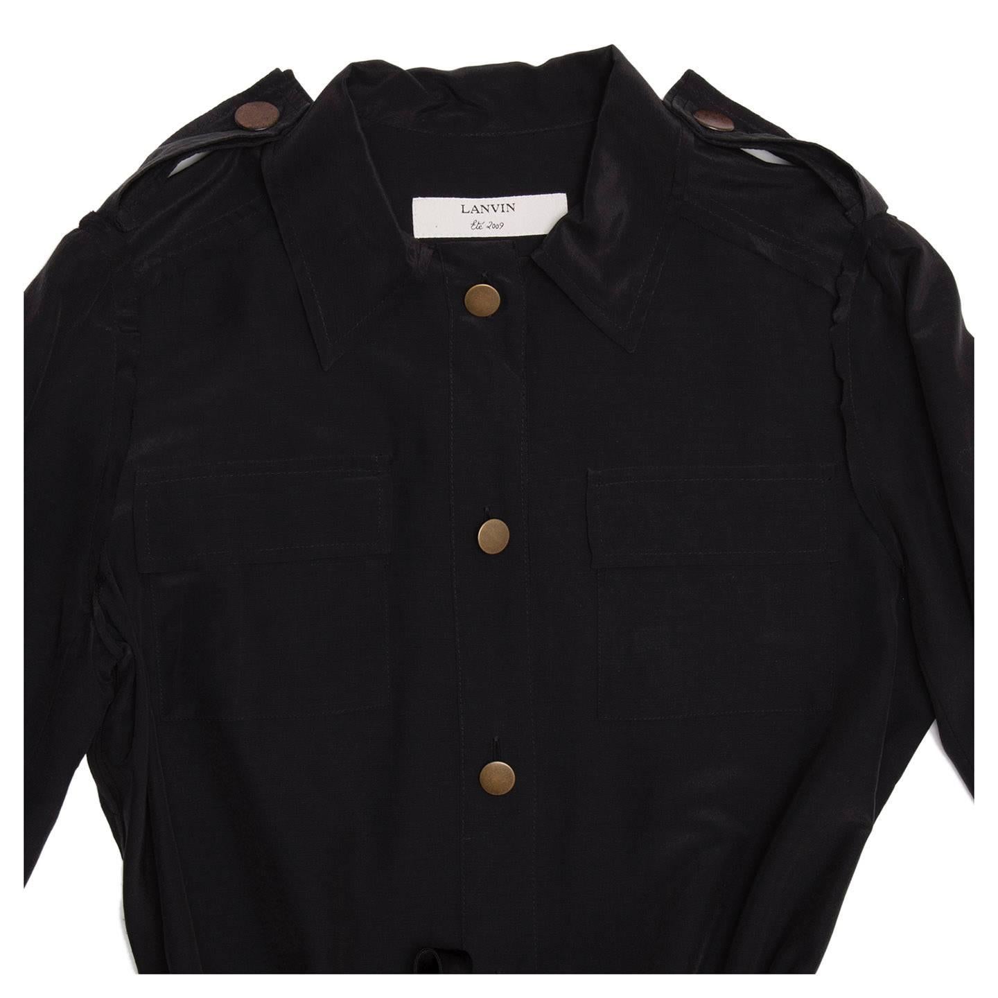 Lanvin Black Silk Shirt Dress 1