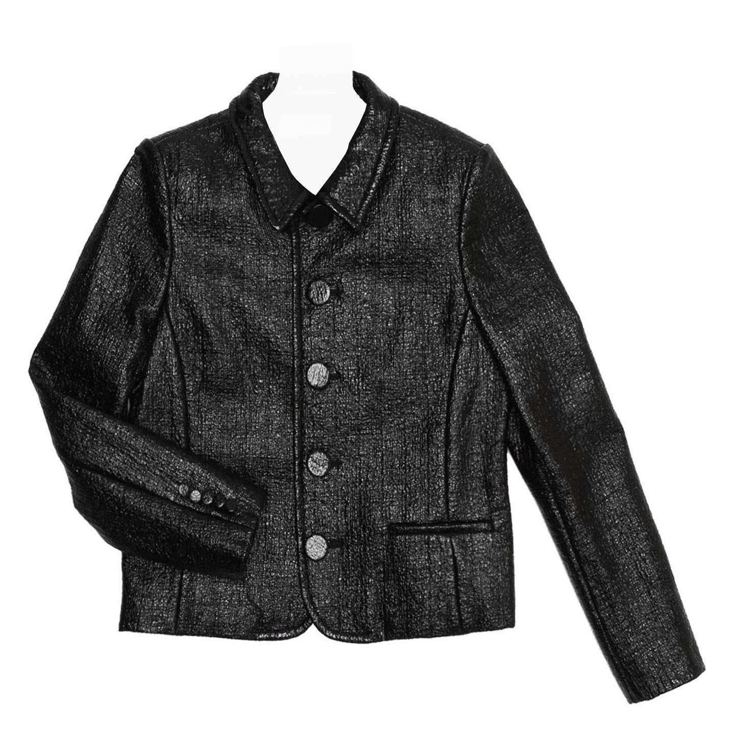 Saint Laurent Black Patent Texture Jacket For Sale
