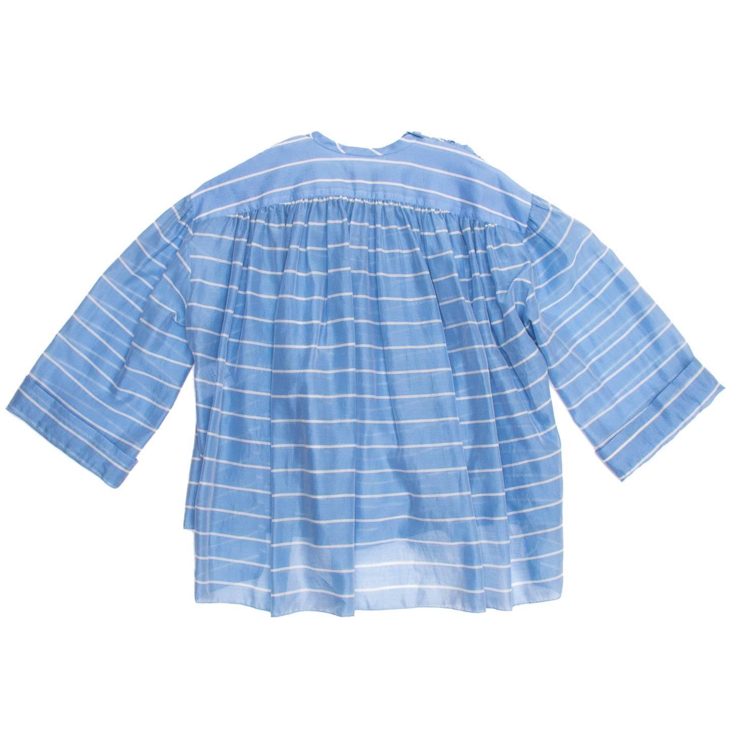 Balenciaga Sky Blue Striped Top In New Condition For Sale In Brooklyn, NY