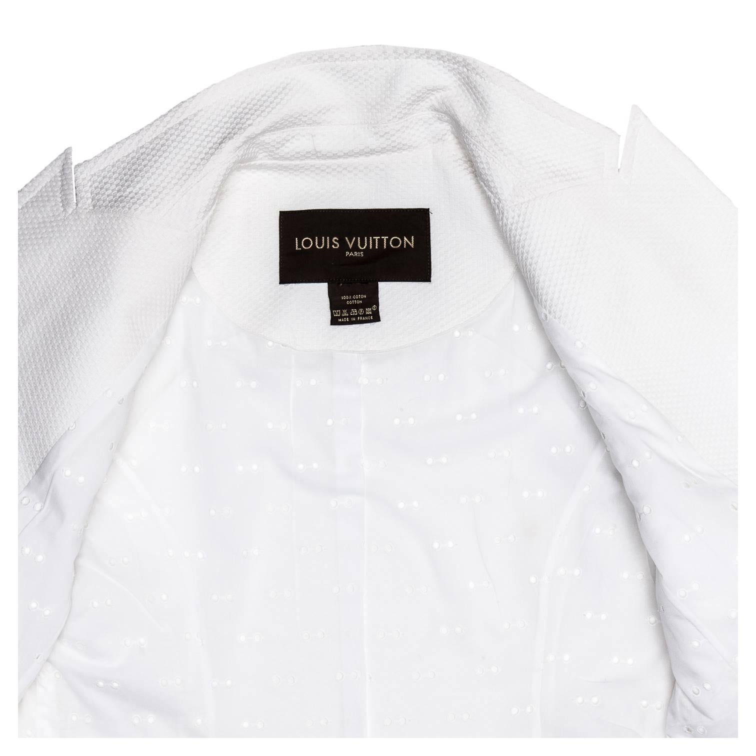 Gray Louis Vuitton White Cotton Piquet Blazer For Sale