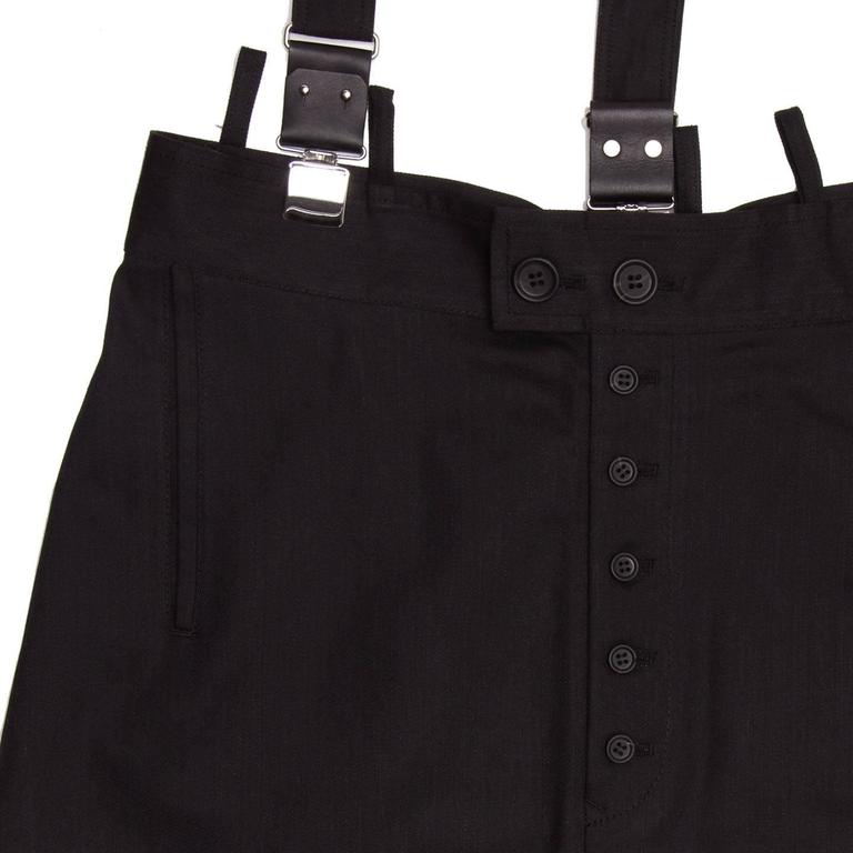 Yohji Yamamoto Black Denim Culottes With Suspender For Sale at 1stDibs