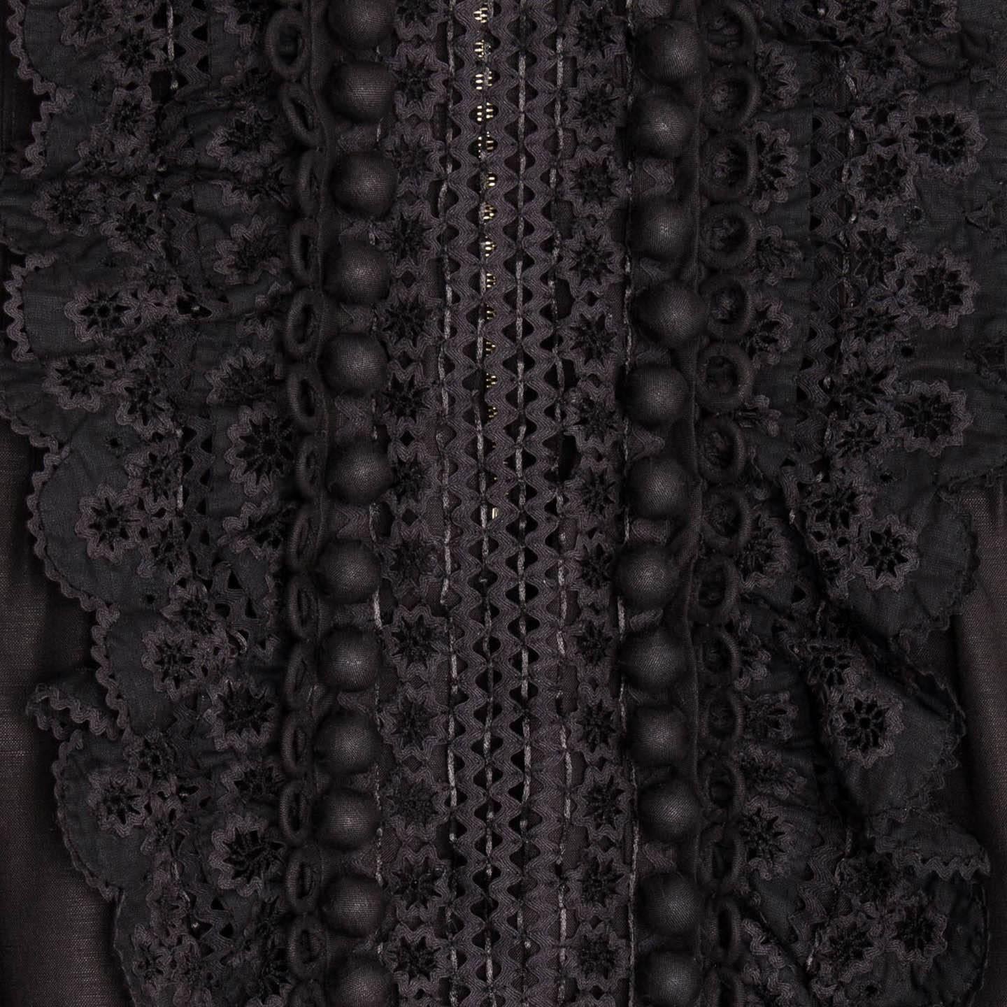 Women's Chloe' Black Linen Top With Ruffles For Sale