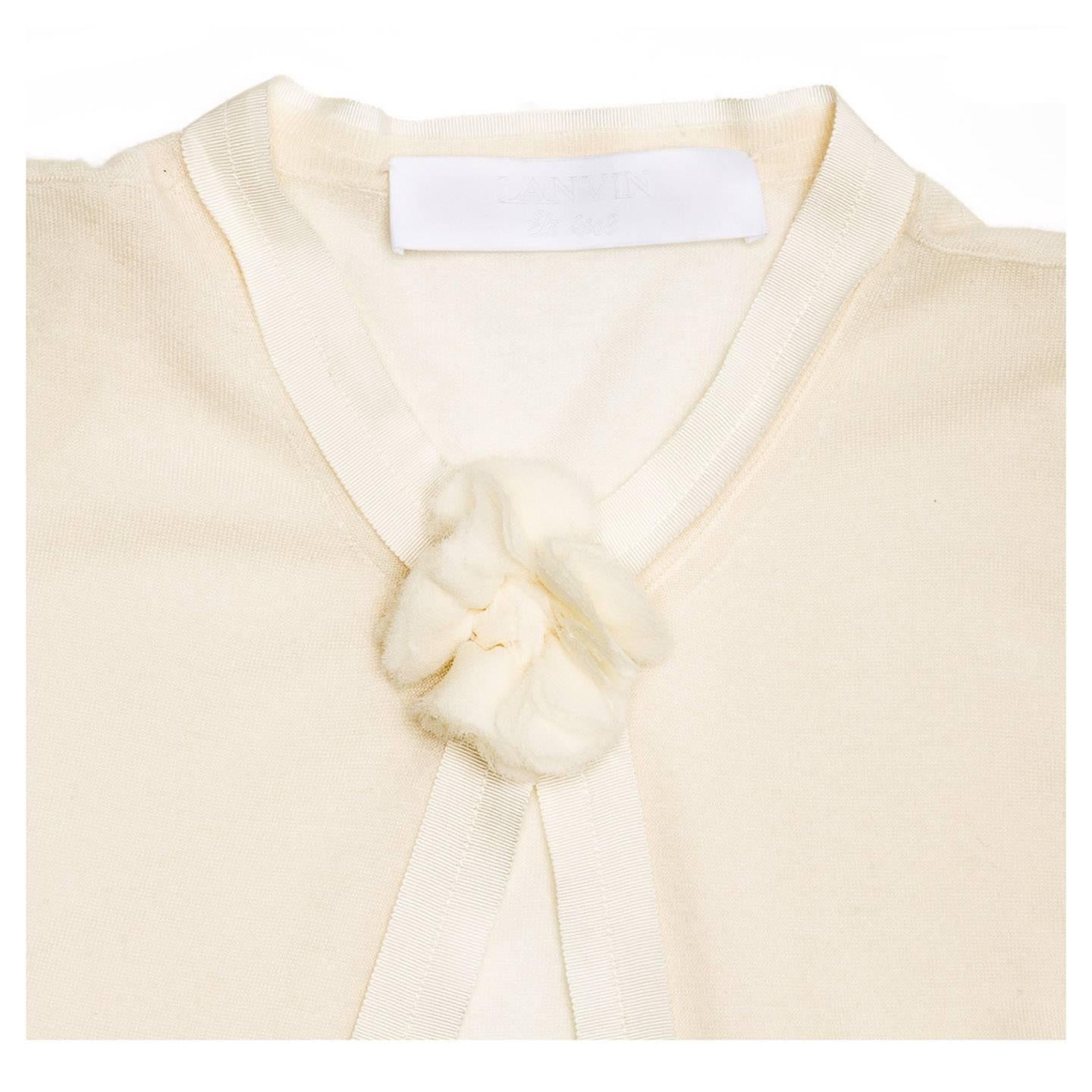 Lanvin Ivory Cashmere Cardigan In Excellent Condition For Sale In Brooklyn, NY