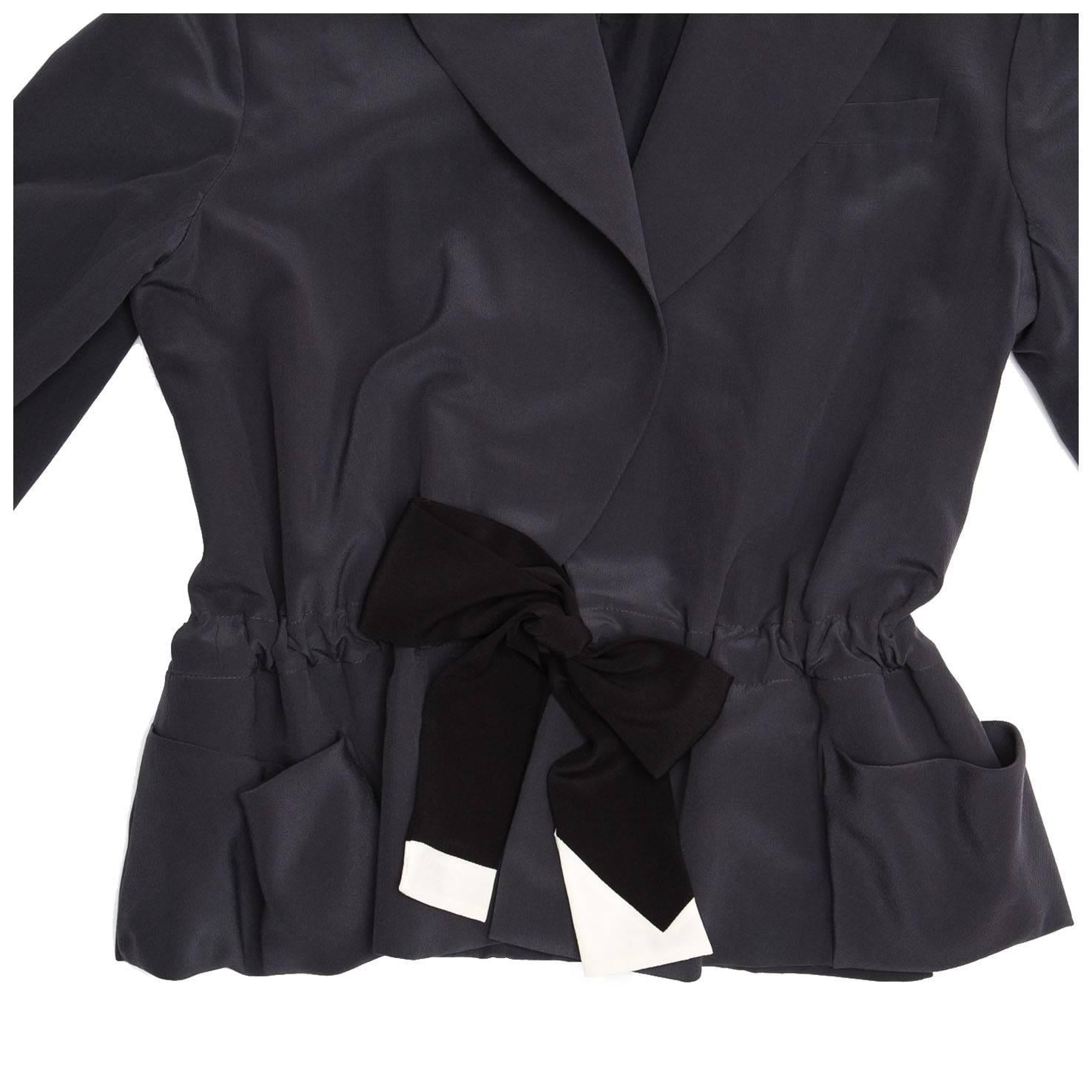 Women's Vionnet Grey Silk Belted Jacket For Sale