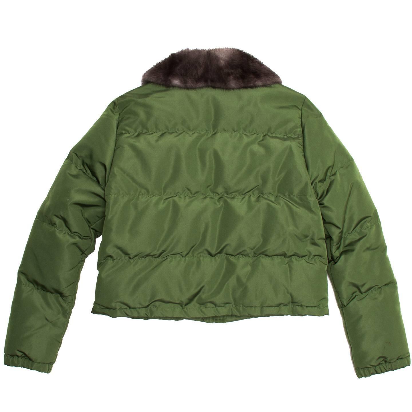 Prada Green Quilted and Fur Puffer Jacket For Sale at 1stDibs | prada black  puffer jacket, prada green puffer coat, prada green jacket