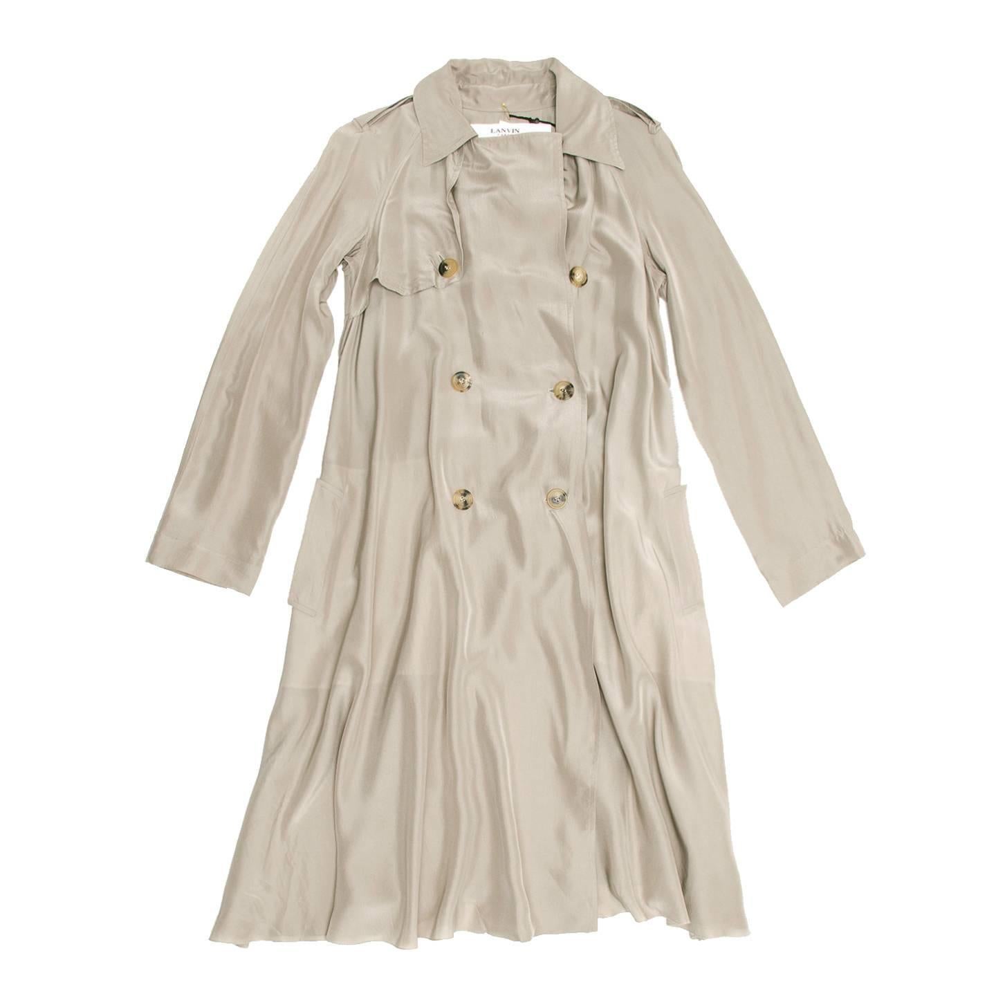 Beige Lanvin Taupe Silk Trench Coat