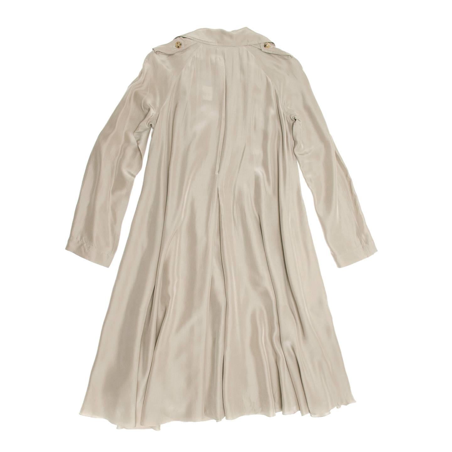 Women's Lanvin Taupe Silk Trench Coat