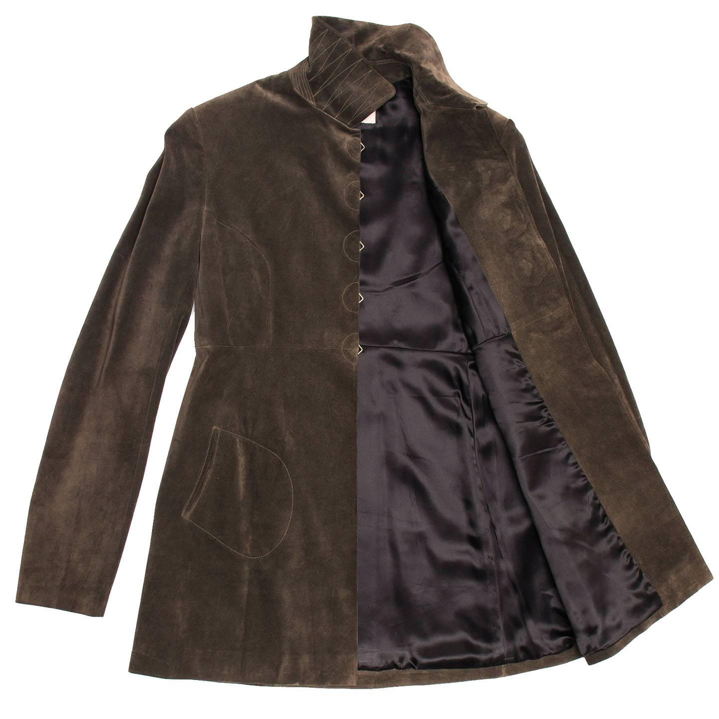 Gray Alaïa Grey Brown Suede Jacket For Sale