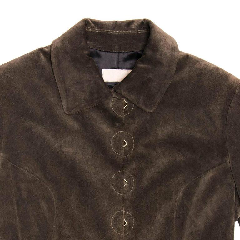 Alaïa Grey Brown Suede Jacket For Sale at 1stDibs
