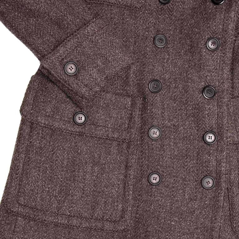 Louis Vuitton Brown Wool Tweed Hooded Coat For Sale at 1stDibs
