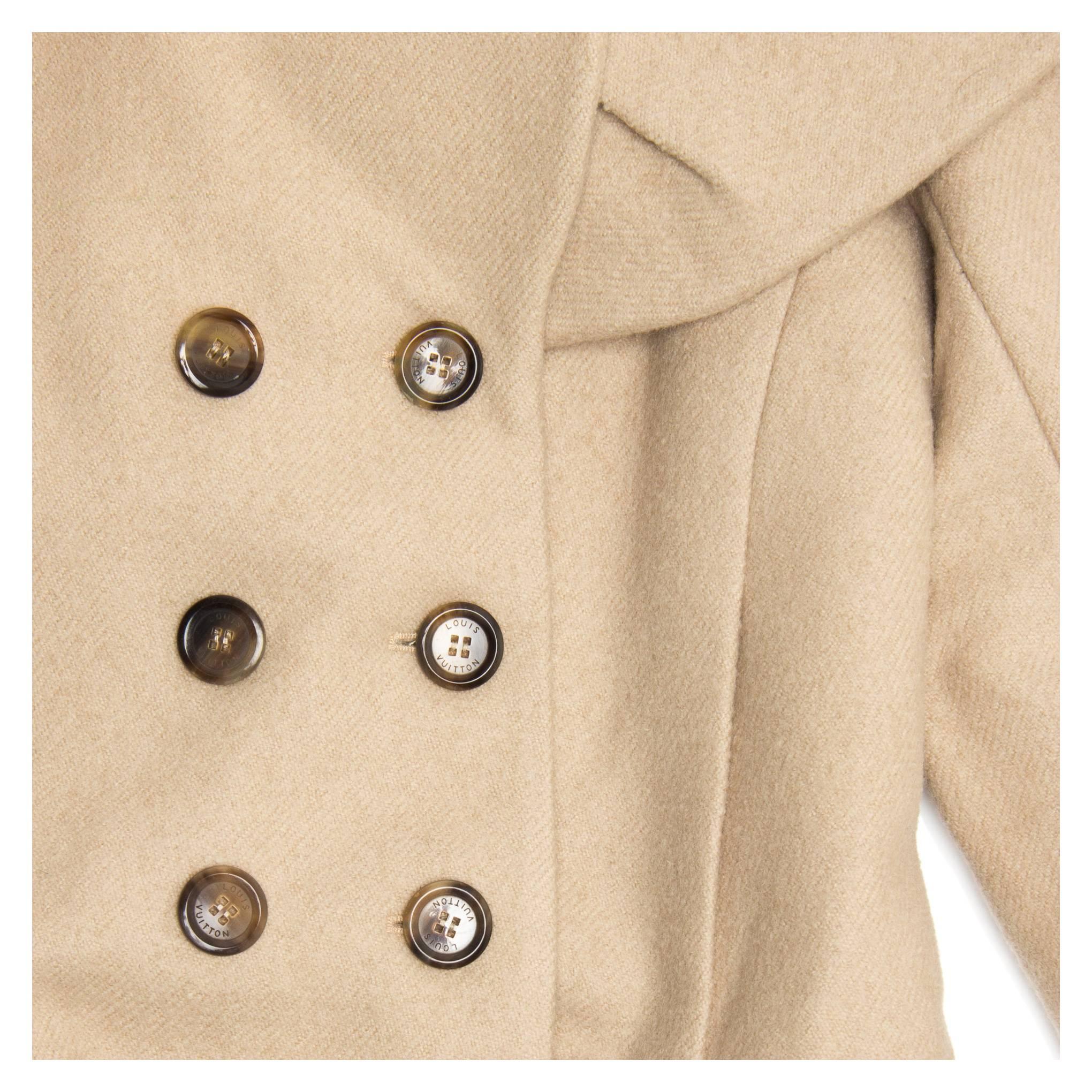 Louis Vuitton Beige Wool Shawl Collar Jacket In New Condition For Sale In Brooklyn, NY