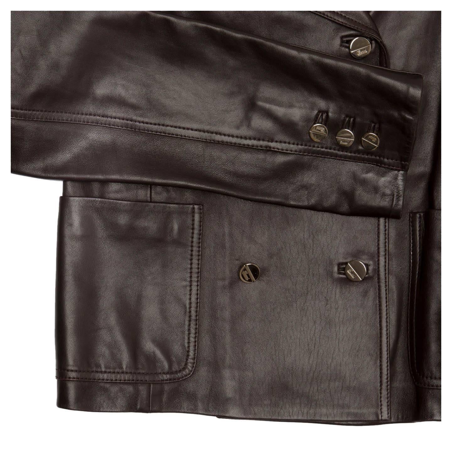 Women's Gucci Dark Brown Leather Jacket For Sale