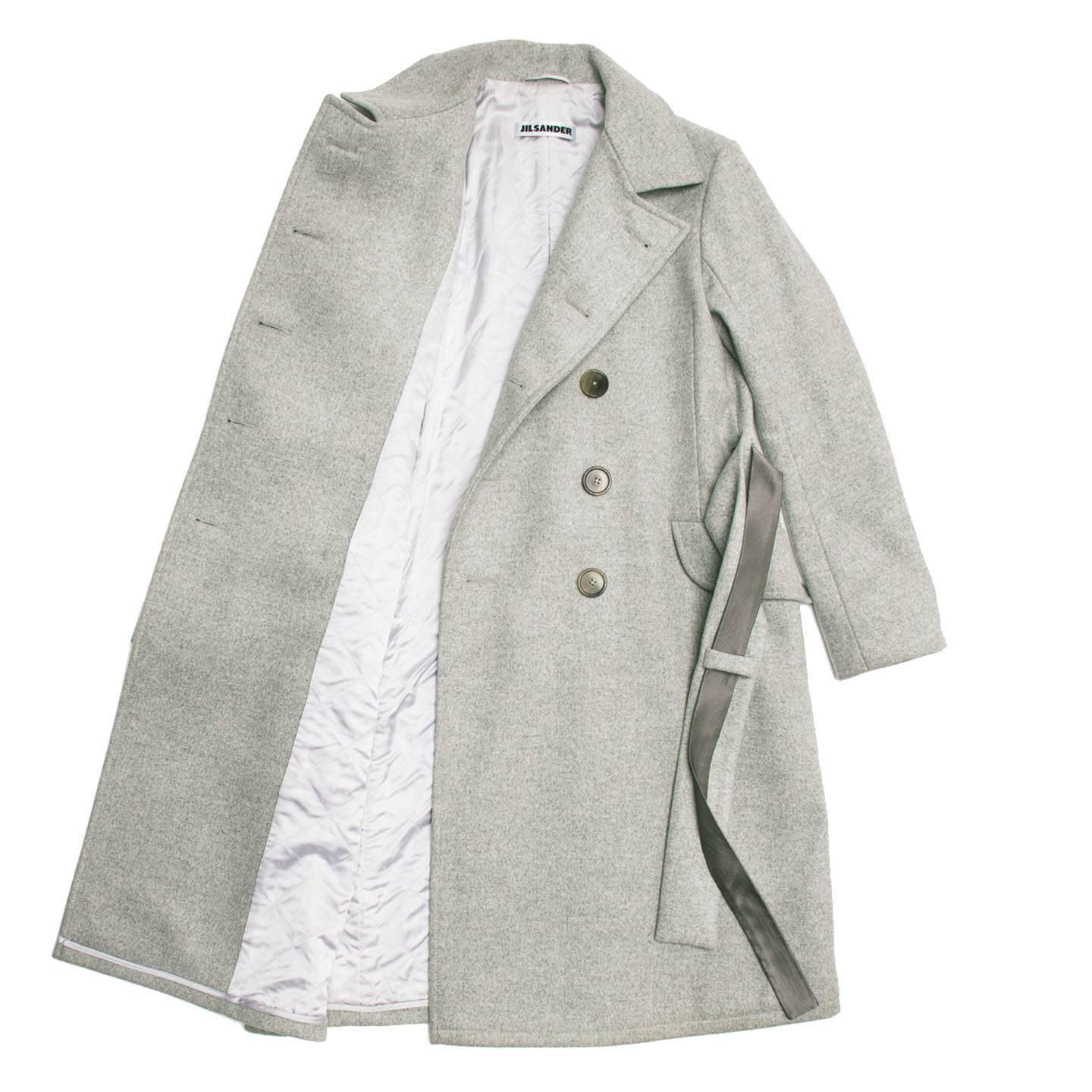 Gray Jil Sander Grey Cashmere Trench Coat For Sale
