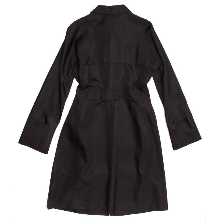 Jil Sander Black Silk Belted Coat For Sale at 1stDibs