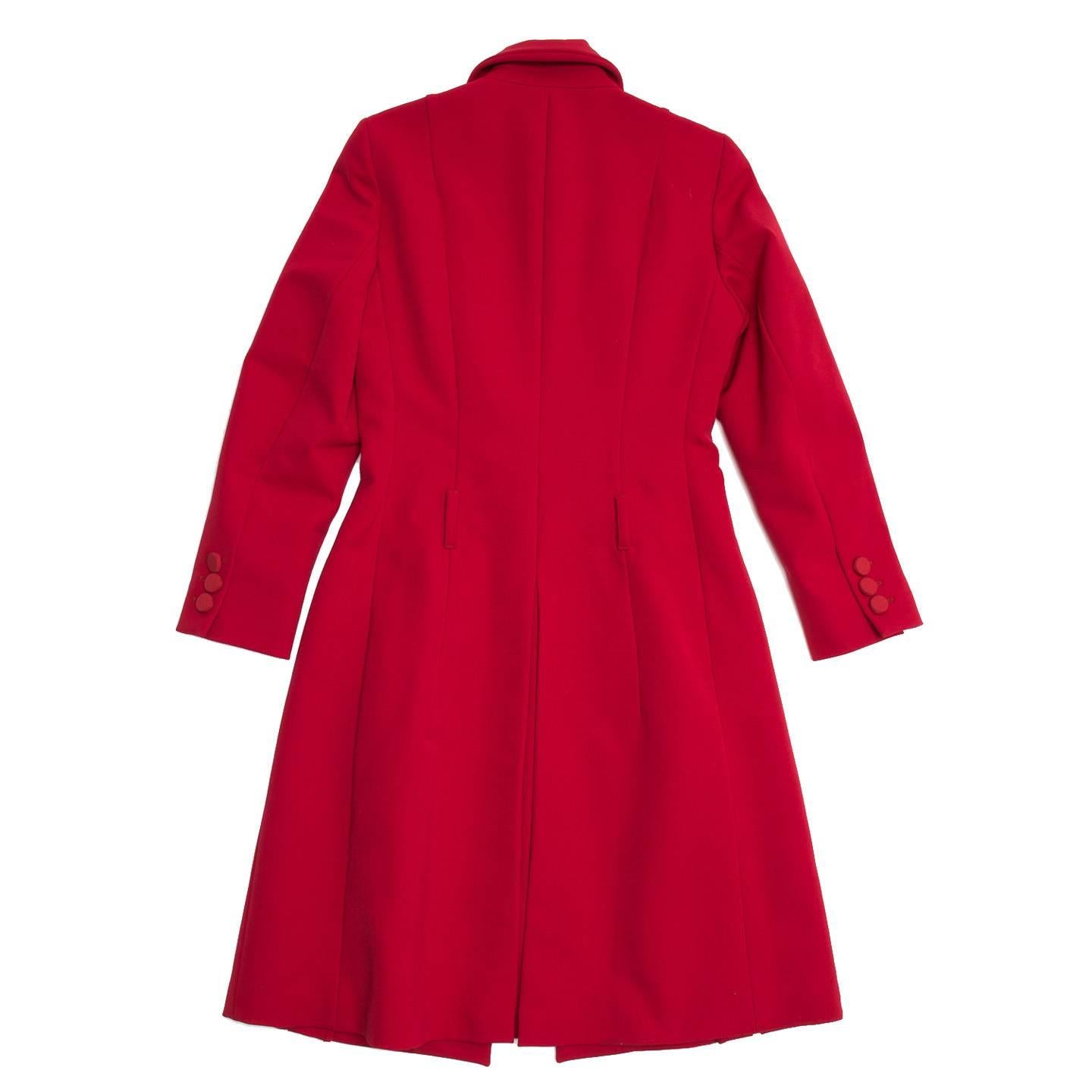 Women's Prada Red Quilted Tailored Coat For Sale