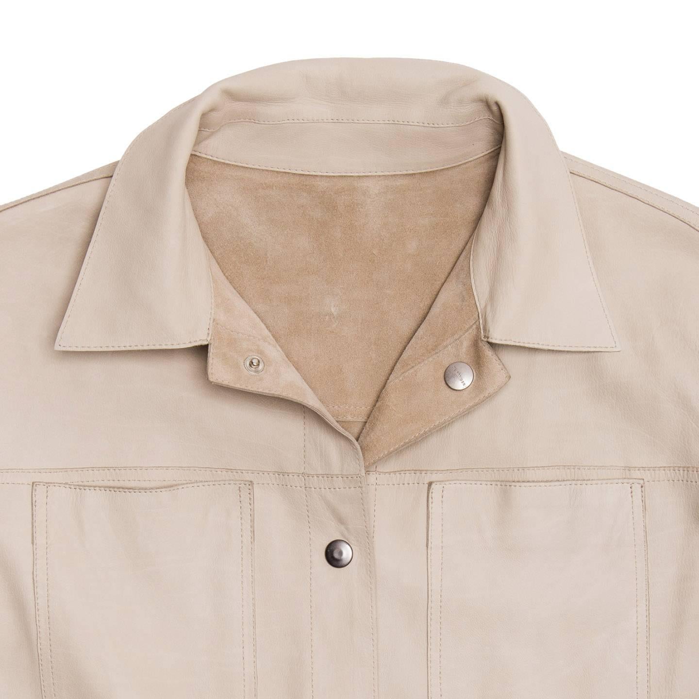 Jil Sander Tan Leather & Suede Reversible Jacket In New Condition For Sale In Brooklyn, NY