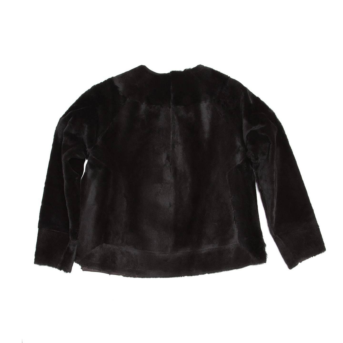 Women's Dries Van Noten Black Kangaroo Fur Jacket