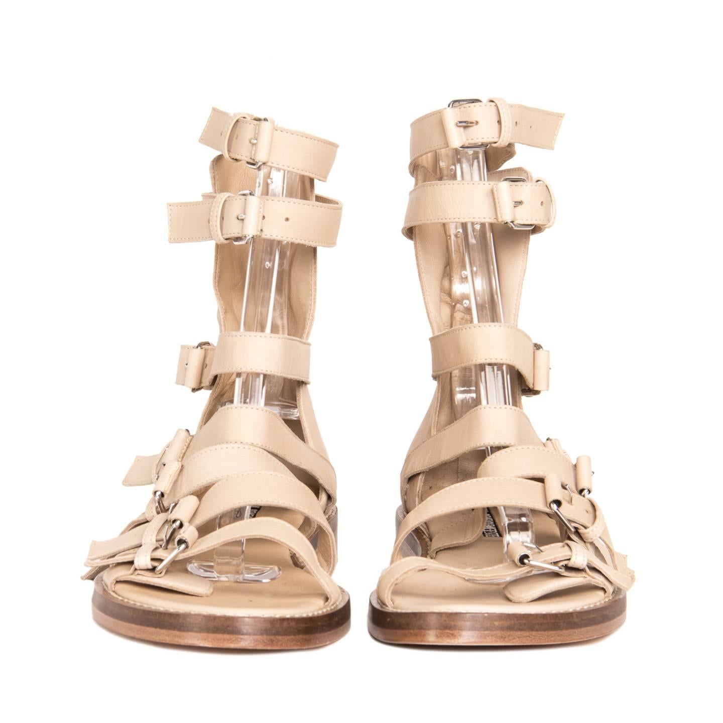 Ann Demeulemeester Tan Gladiator Sandals In New Condition In Brooklyn, NY