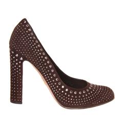 Prada Burgundy Suede & Crystals Pumps