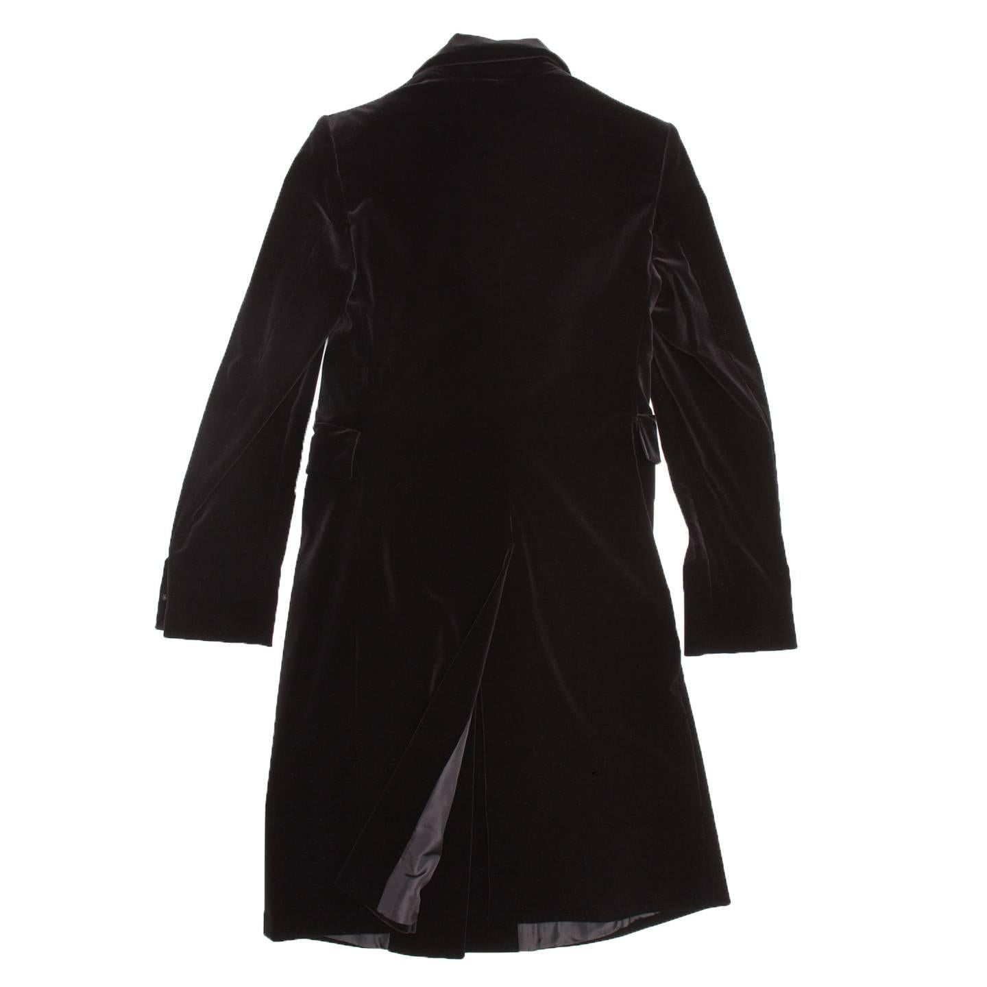 Jil Sander Black Cotton Velvet Coat In New Condition In Brooklyn, NY