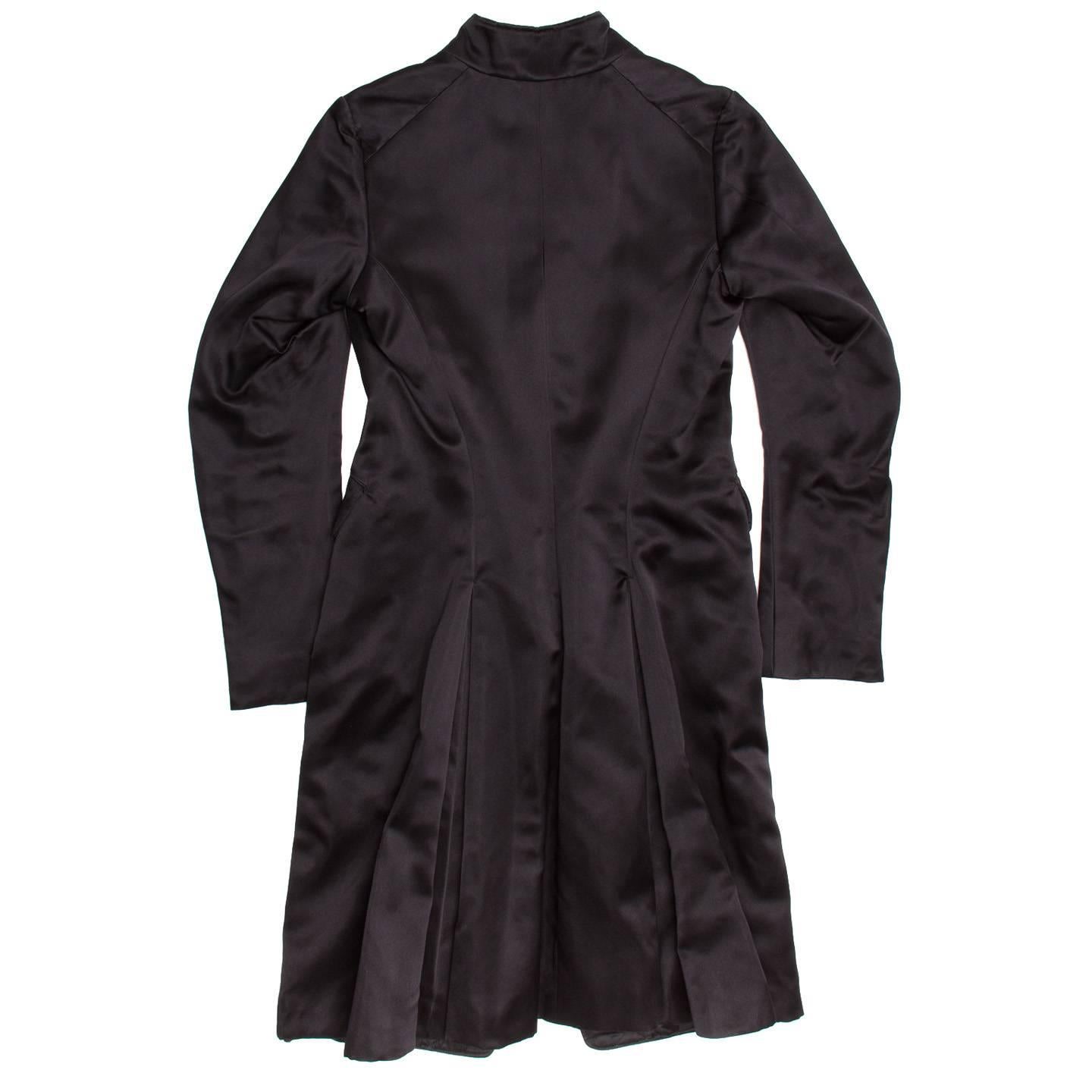 Women's Jil Sander Black Silk Satin Coat For Sale