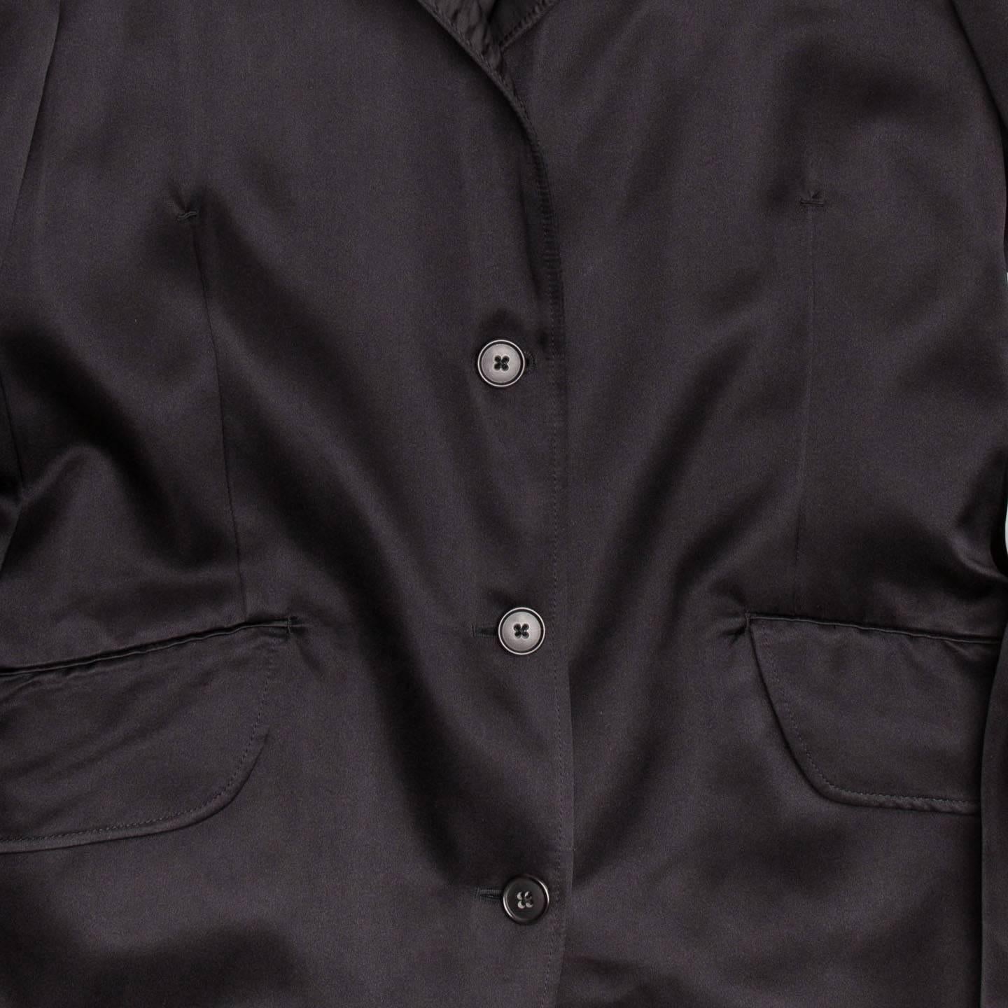 Jil Sander Black Silk Satin Coat For Sale 1