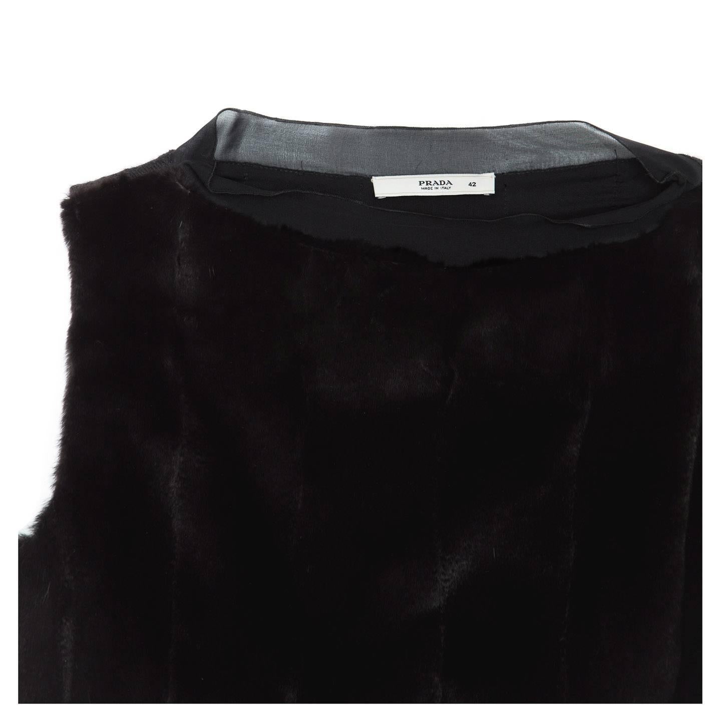 Women's Prada Black Fur & Cashmere Top For Sale