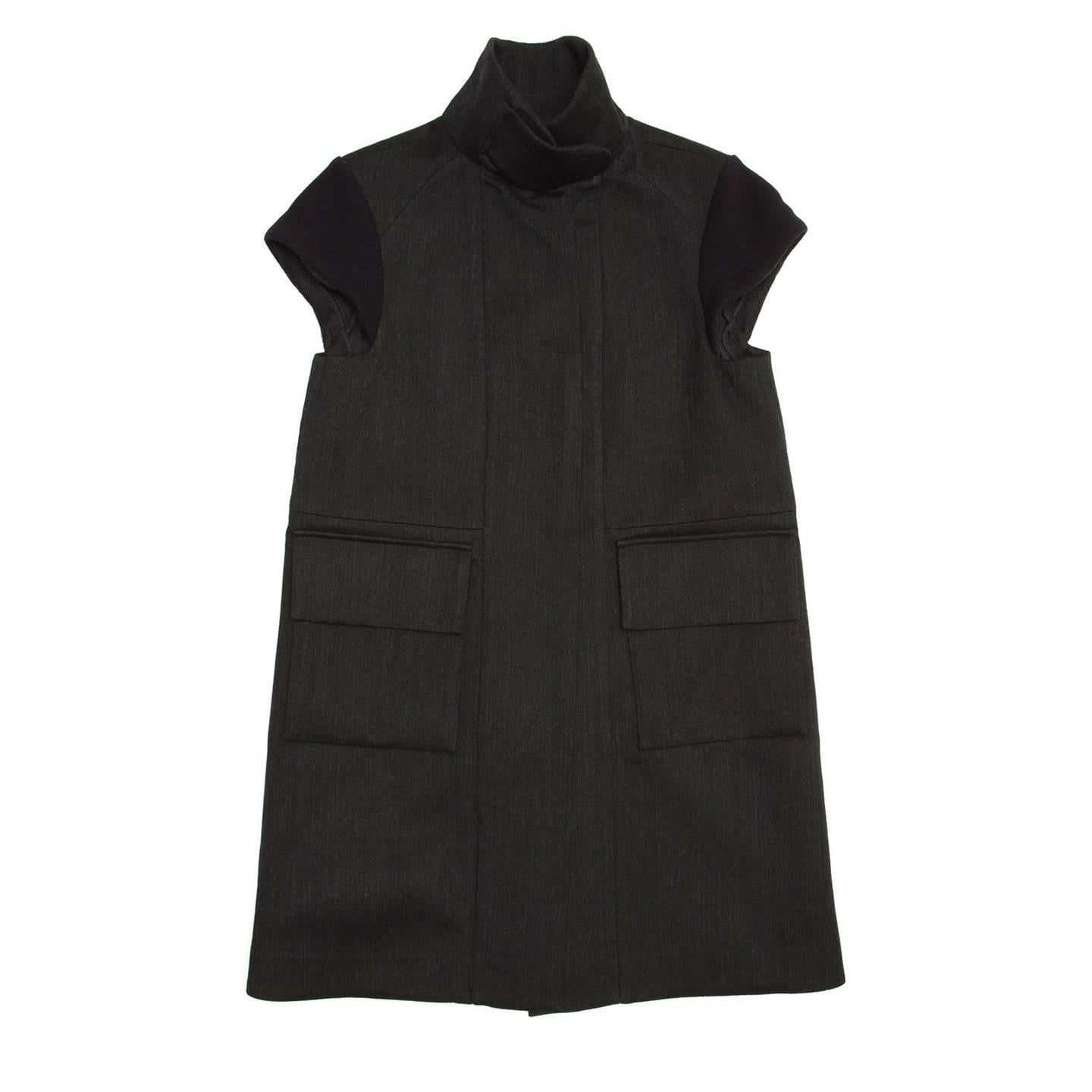 Black Marni Dark Grey Cap Sleeve Coat For Sale
