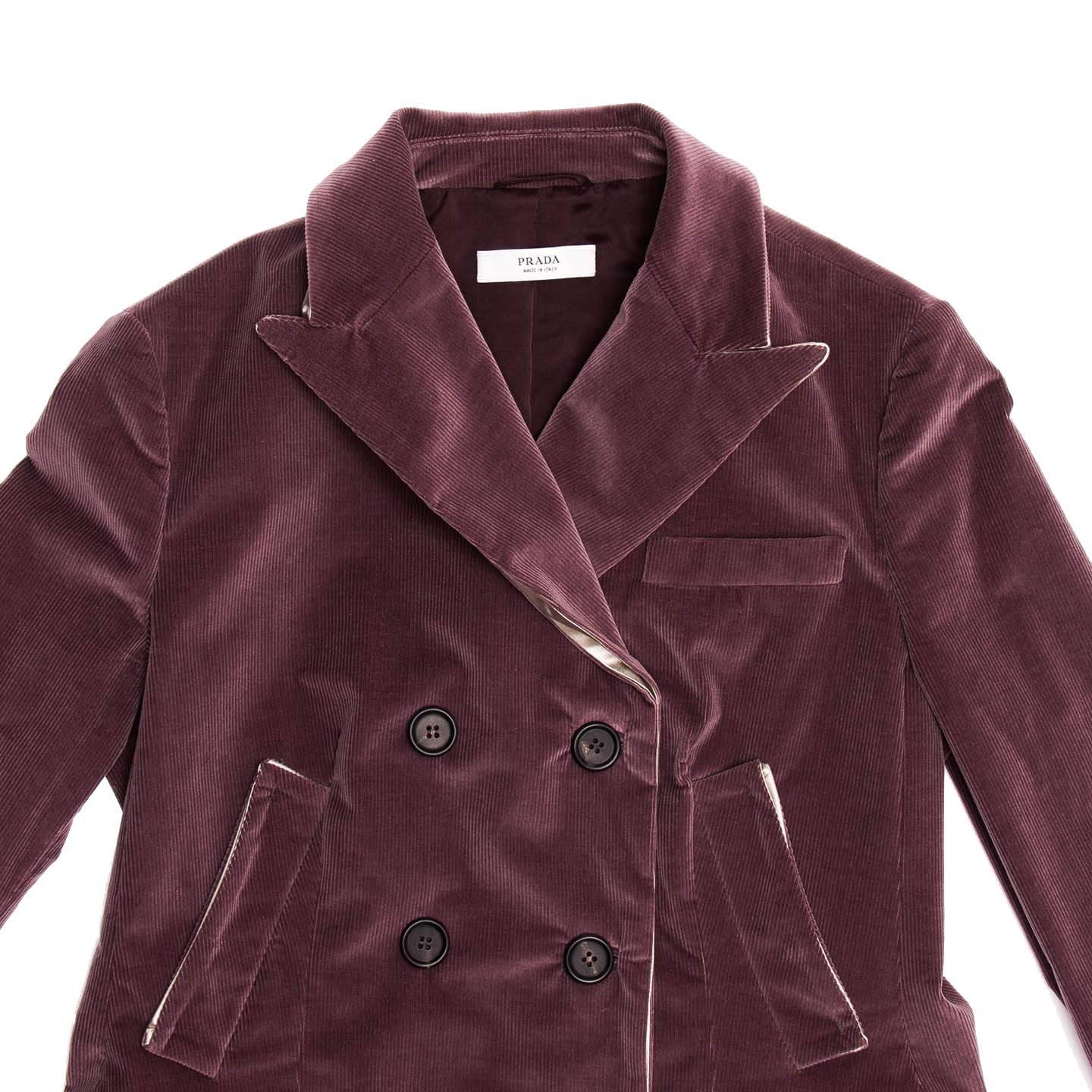 Women's Prada Burgundy Corduroy Blazer For Sale