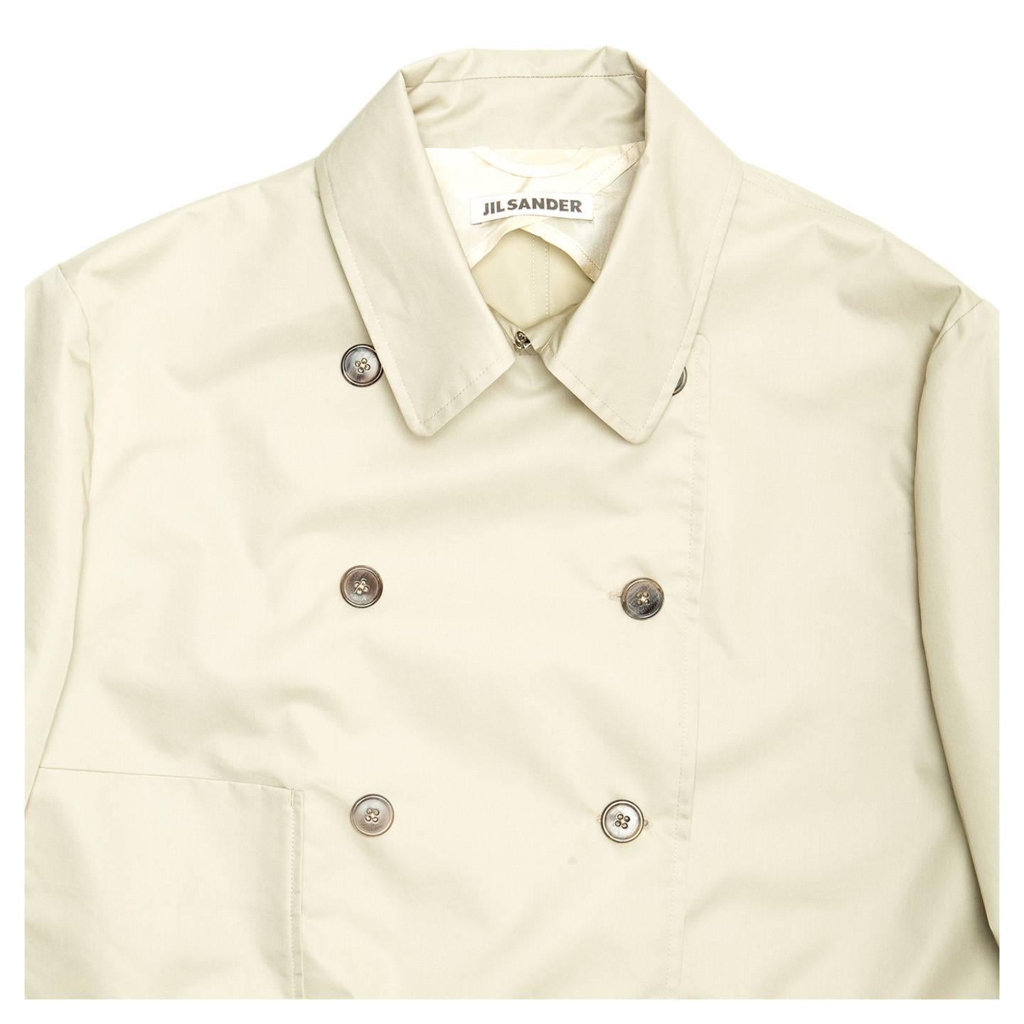 Women's Jil Sander Ecru Double Breasted Raincoat For Sale