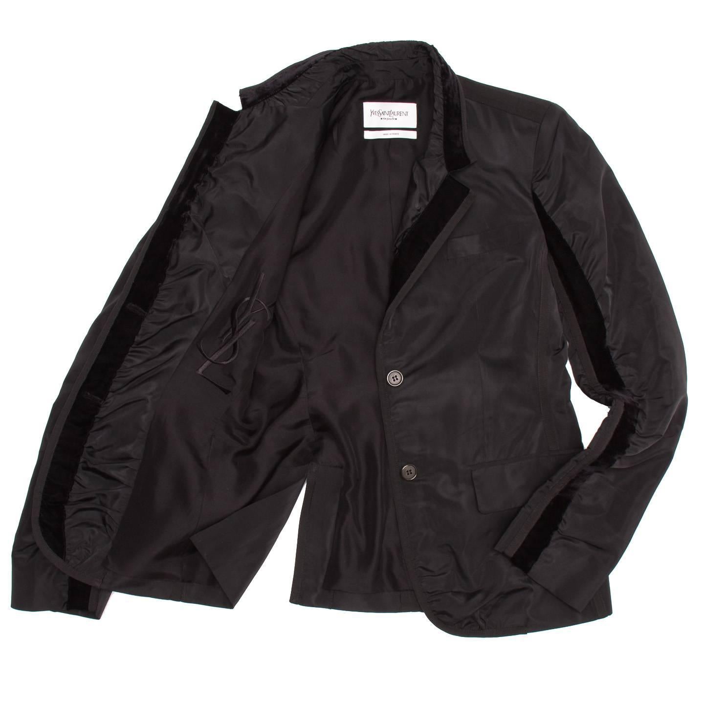 Women's Yves Saint Laurent Black Silk Fitted Tuxedo Style Jacket For Sale