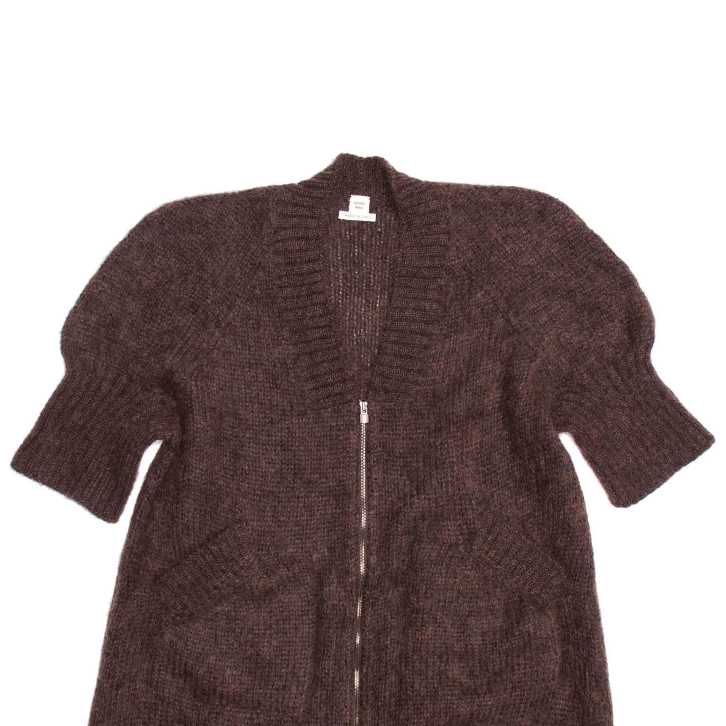Black Hermès Brown Angora Long Sweater For Sale