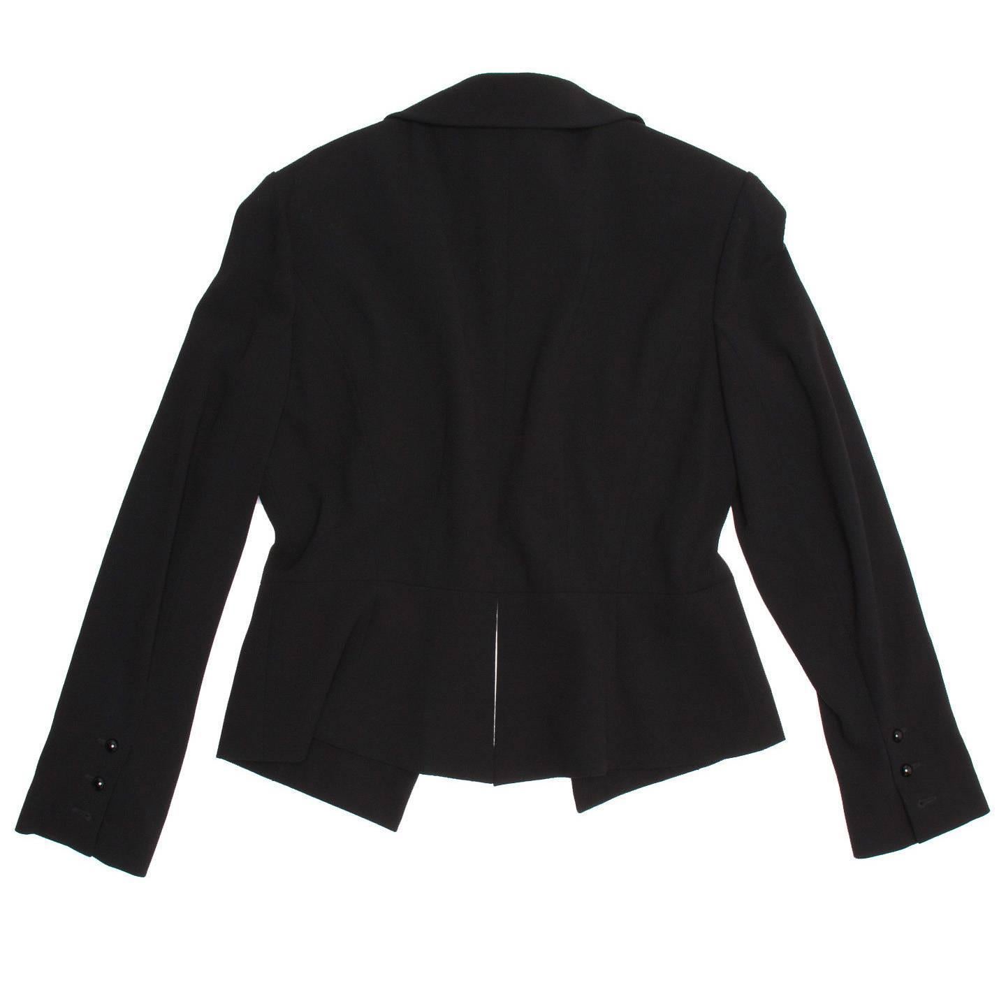 Women's Chanel Black Wool Short Blazer with Peplum Detail