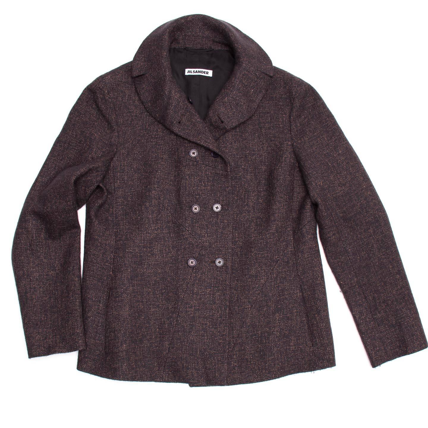 Black Jil Sander Grey Wool Tweed Jacket For Sale