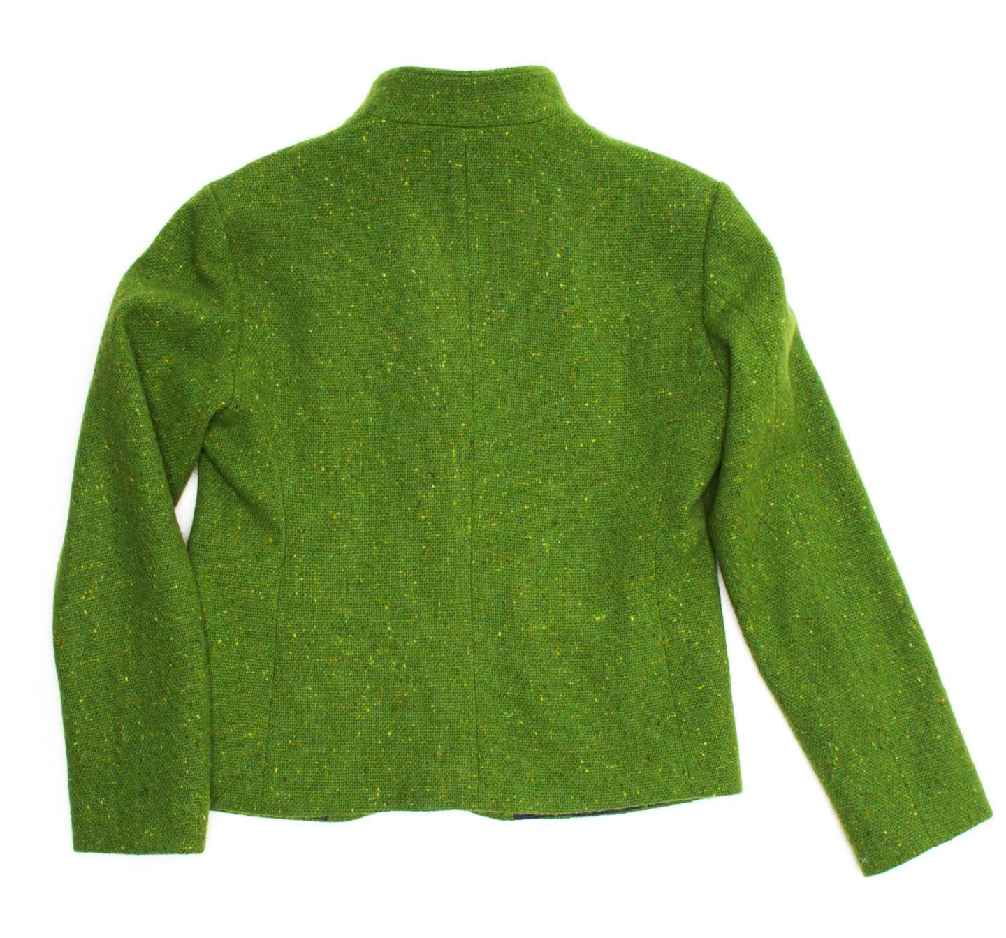 Women's Jil Sander Green Wool Tweed Blazer For Sale