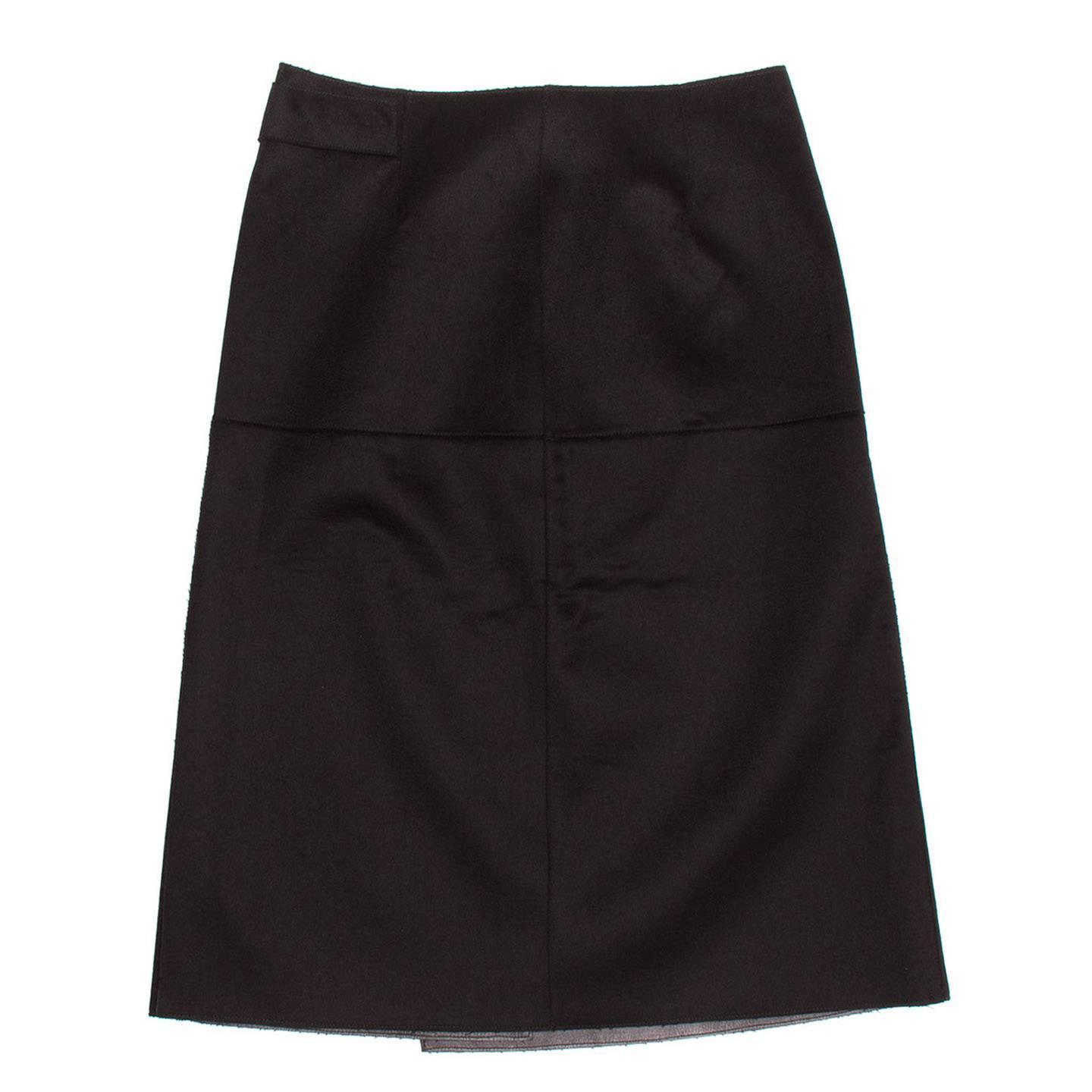 Prada Black Reversible Leather and Camel Skirt For Sale at 1stdibs