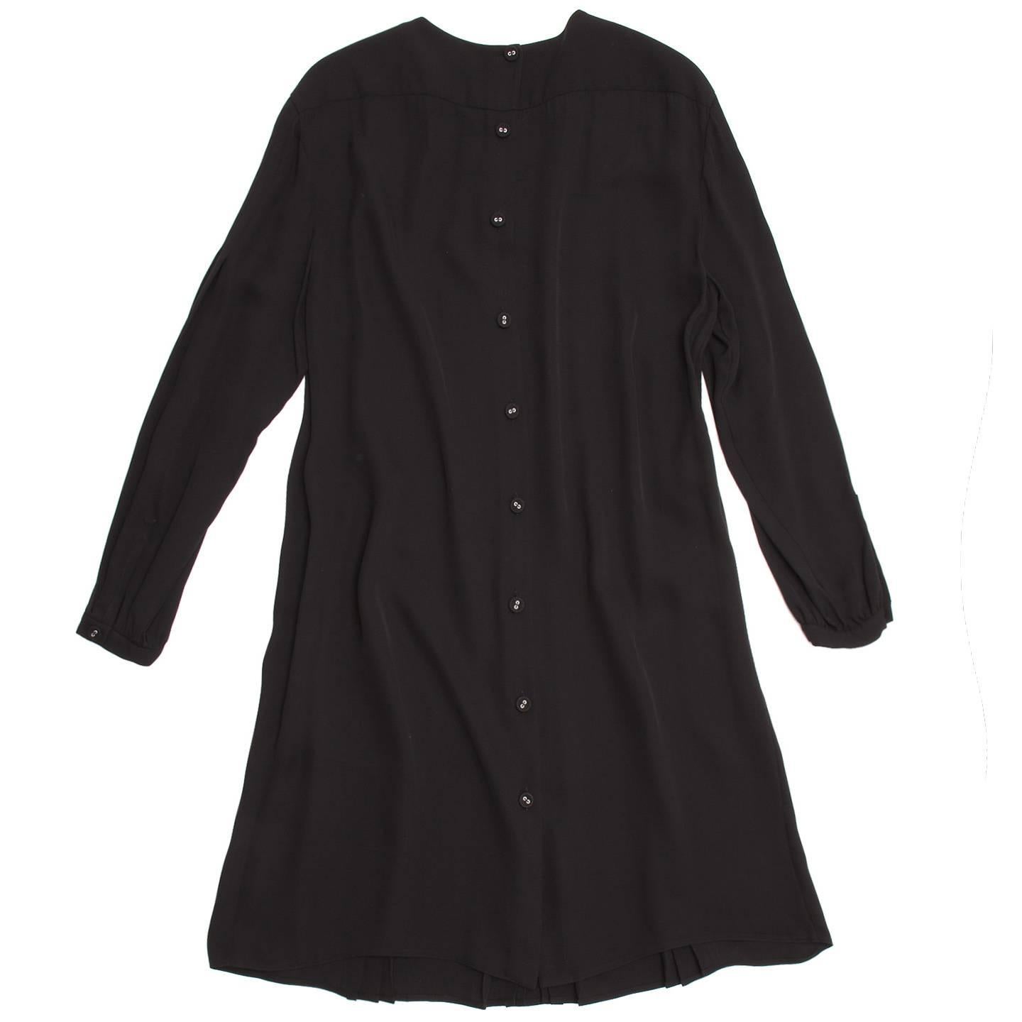 Prada Black Silk Long Sleeve Dress In New Condition For Sale In Brooklyn, NY