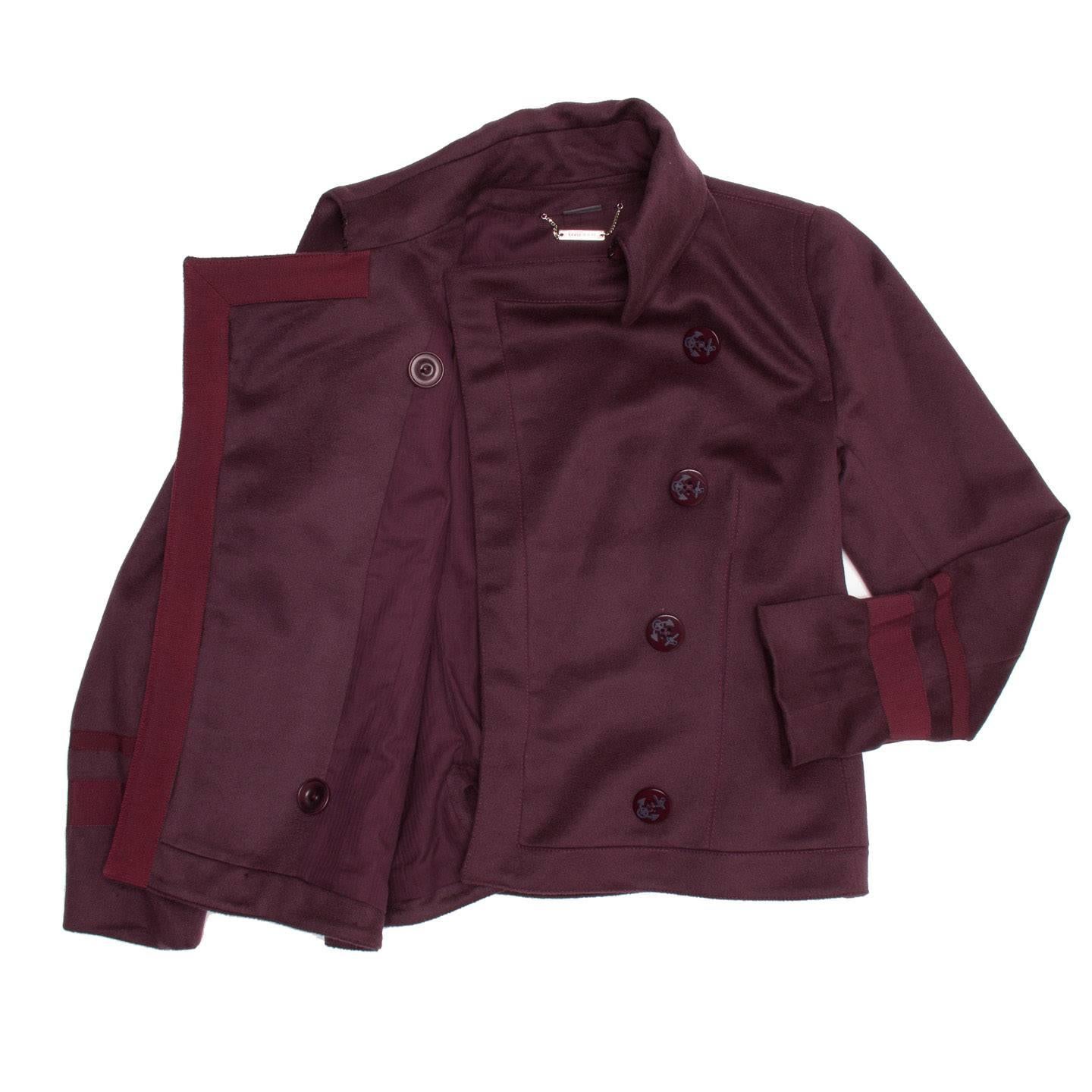 Women's Alexander McQueen Burgundy Cashmere Peacoat Jacket For Sale