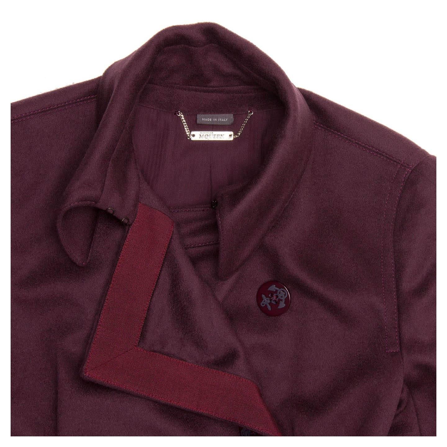 Alexander McQueen Burgundy Cashmere Peacoat Jacket For Sale 1