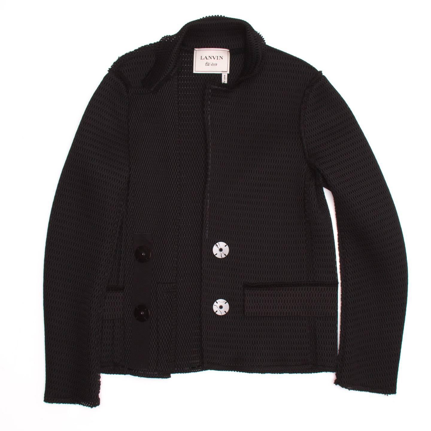 Lanvin Black Perforated Blazer In New Condition For Sale In Brooklyn, NY