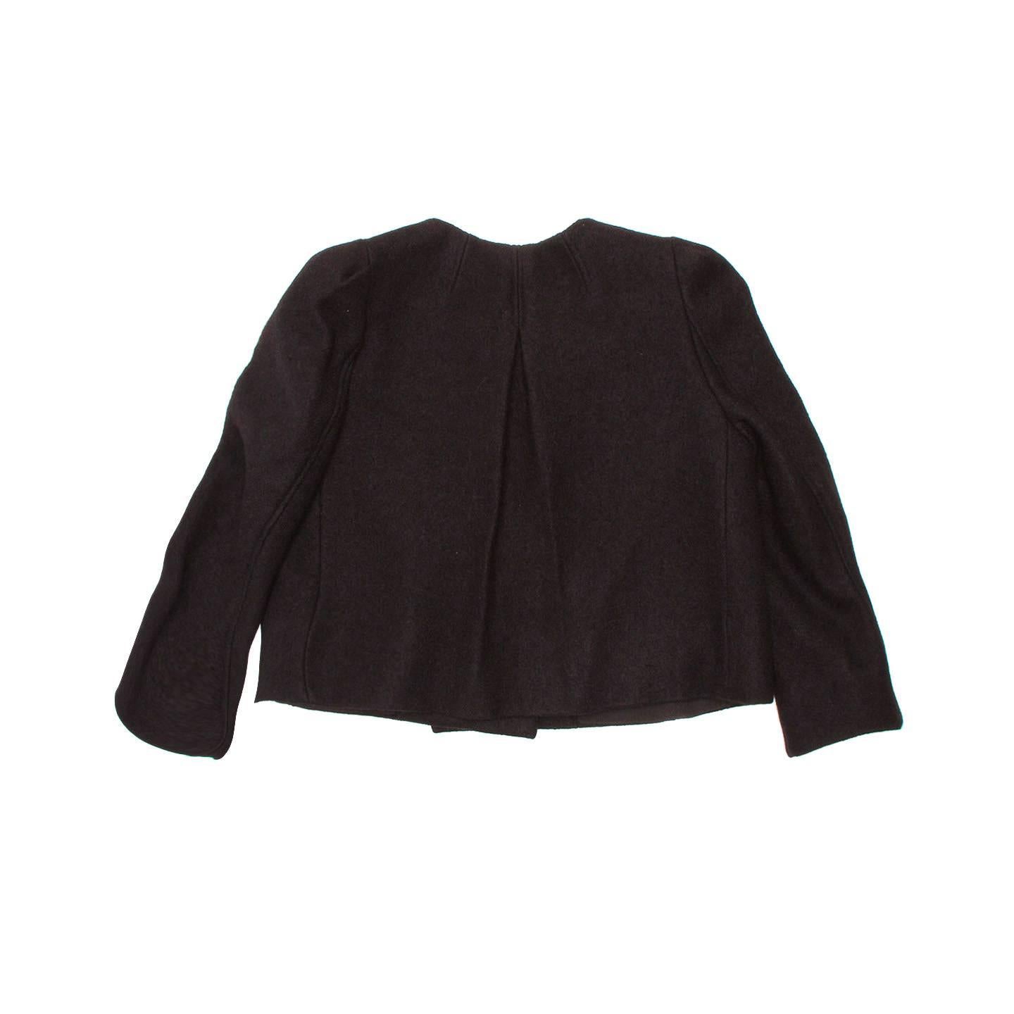 Chloe' Black Wool Cropped Blazer In New Condition For Sale In Brooklyn, NY