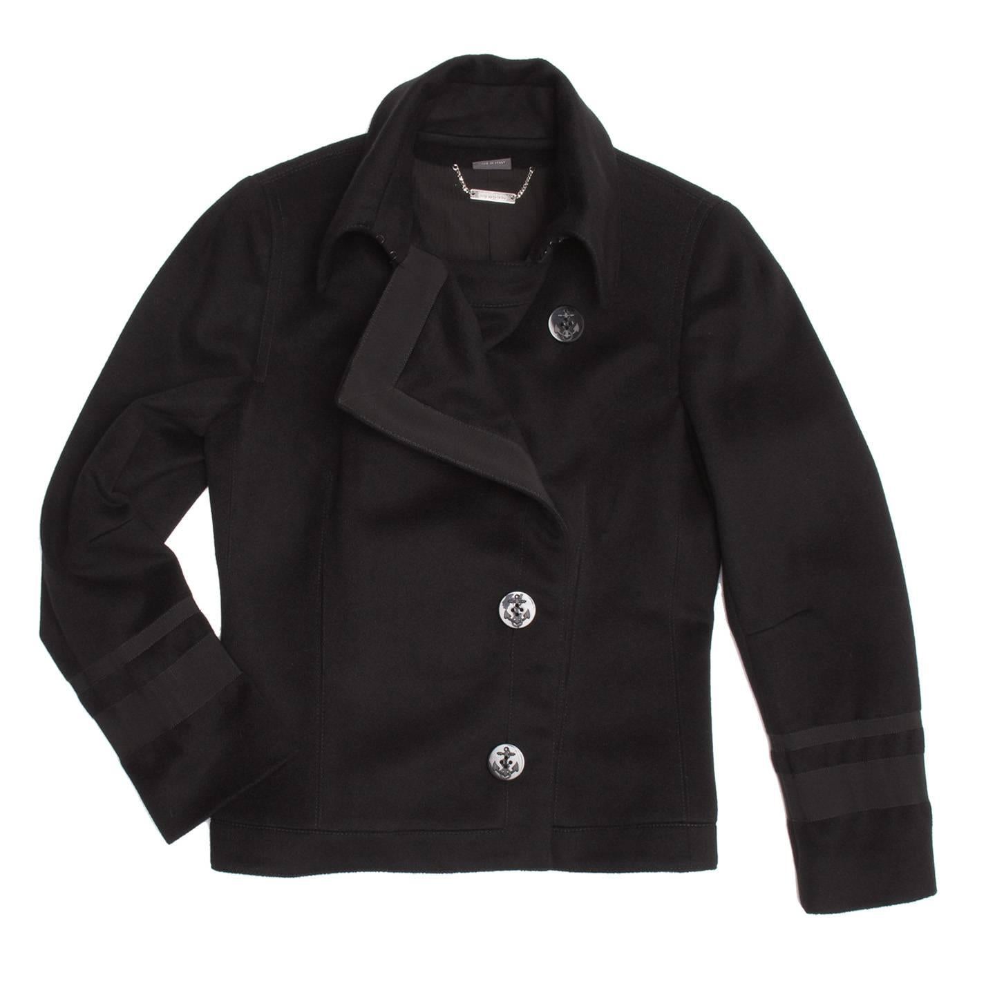 Alexander McQueen Black Cashmere Peacoat In Excellent Condition For Sale In Brooklyn, NY