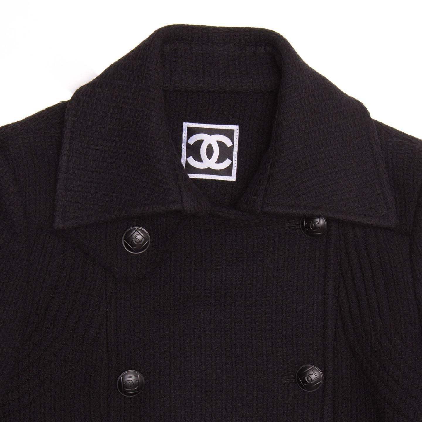 Chanel Black Wool Peacoat Jacket 1