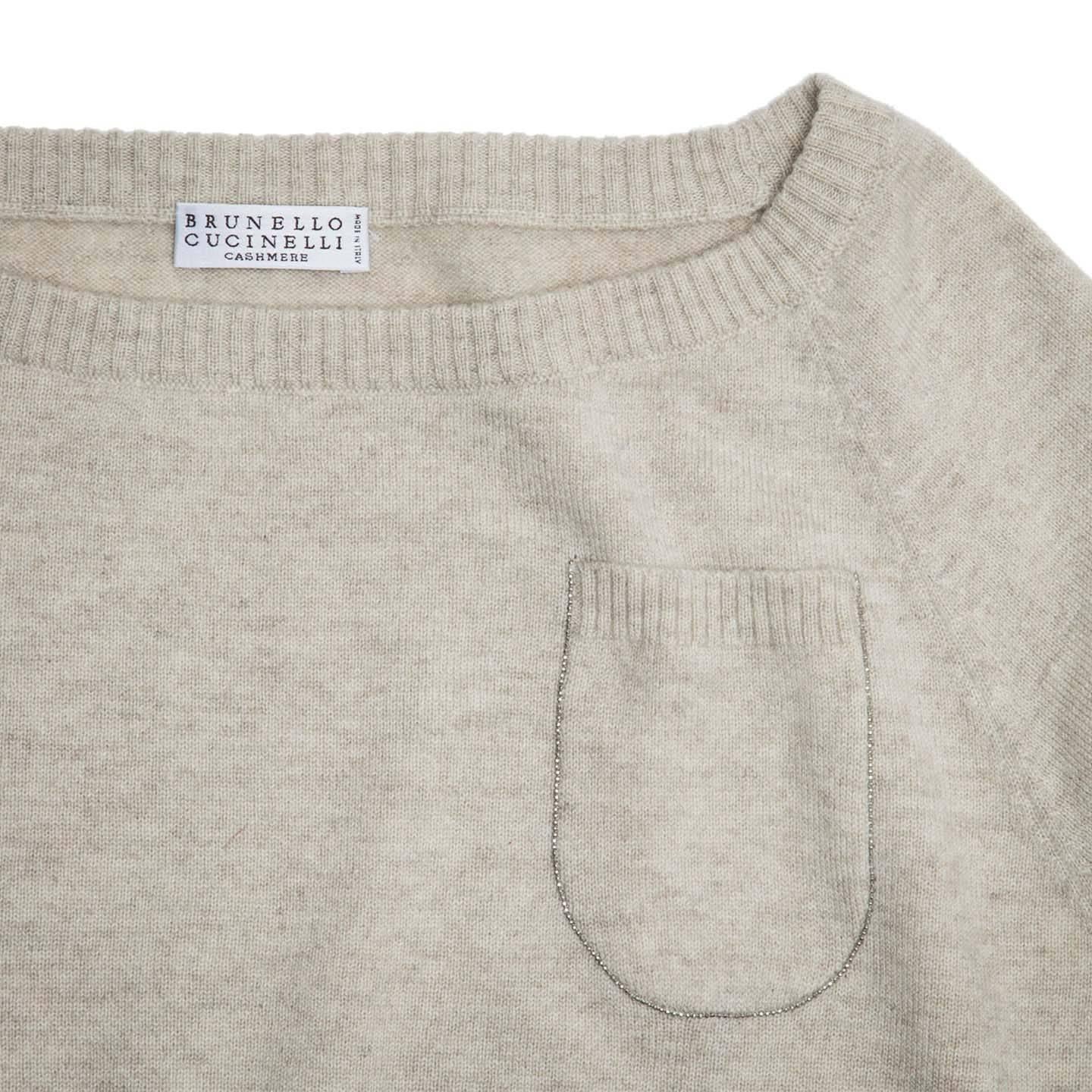 Brunello Cucinelli  Grey Cashmere Long Sweater In New Condition For Sale In Brooklyn, NY