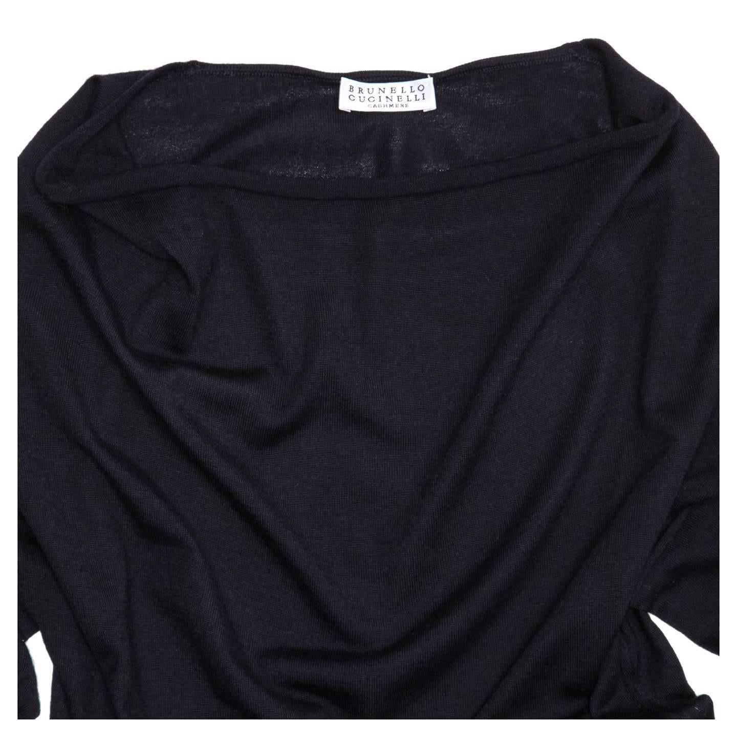 Brunello Cucinelli  Navy Cashmere Long Sweater In Excellent Condition For Sale In Brooklyn, NY