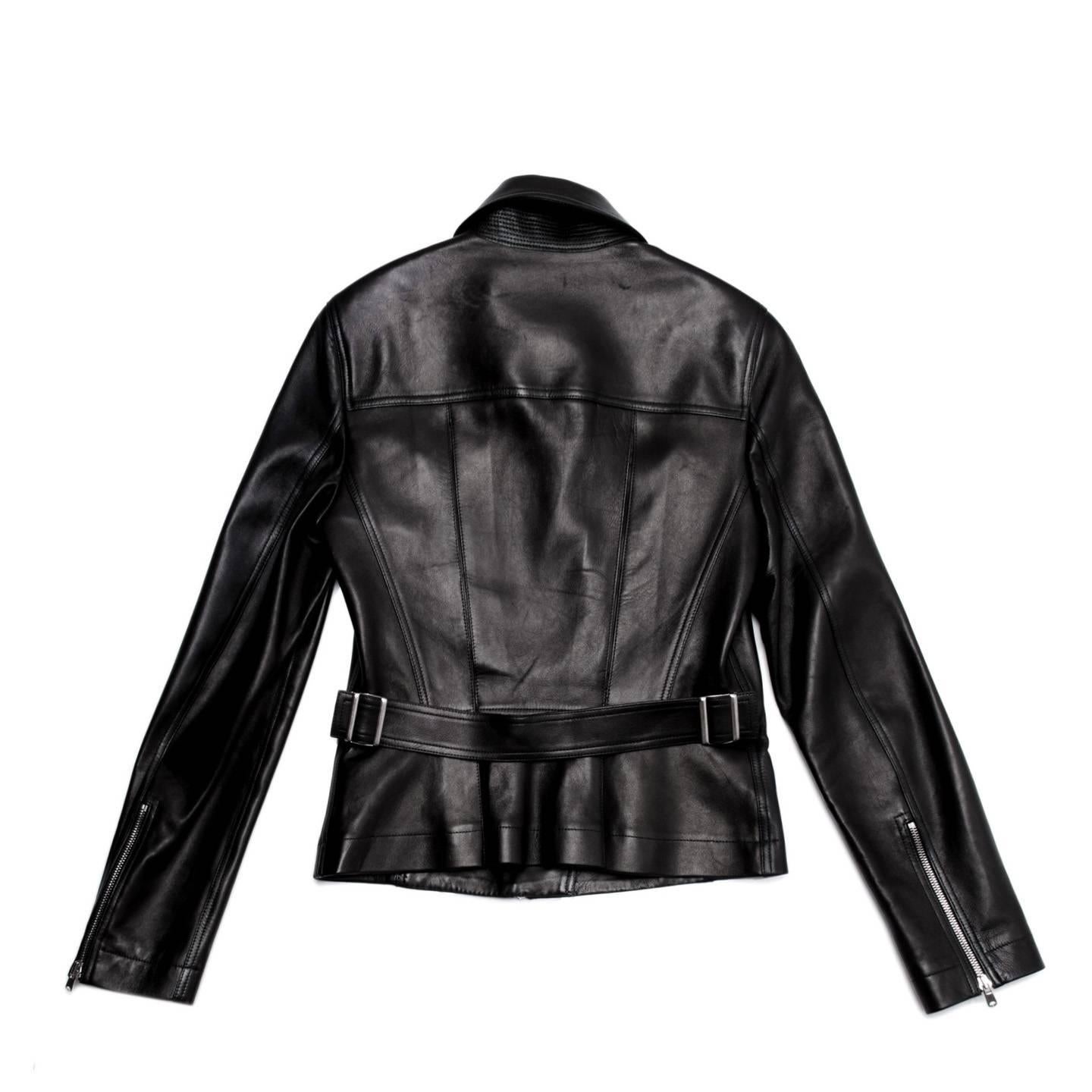 Alaia Black leather Moto Jacket In New Condition For Sale In Brooklyn, NY