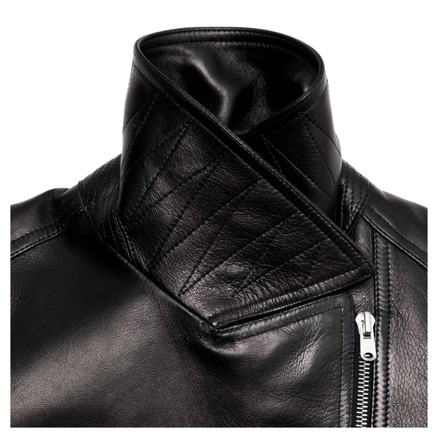 Women's Alaia Black leather Moto Jacket For Sale