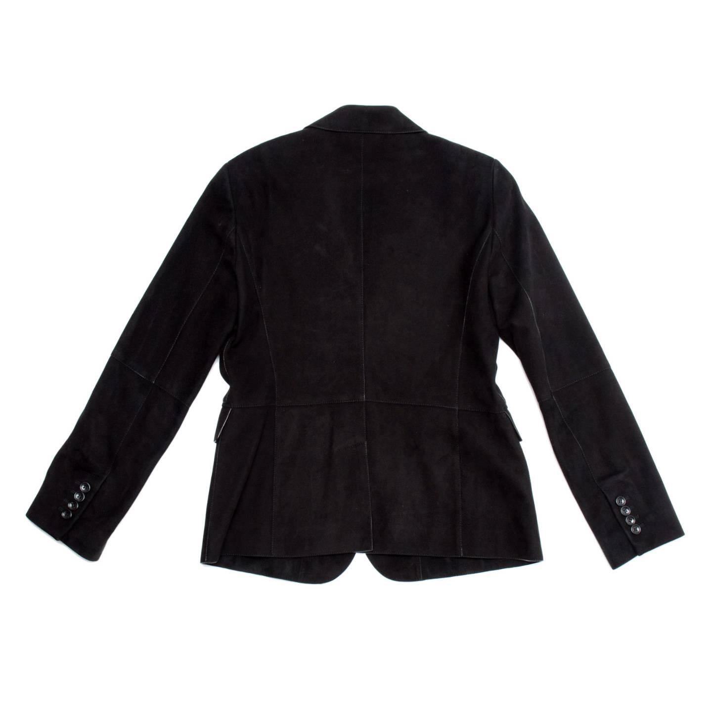 Loewe Black Suede Blazer In Excellent Condition For Sale In Brooklyn, NY