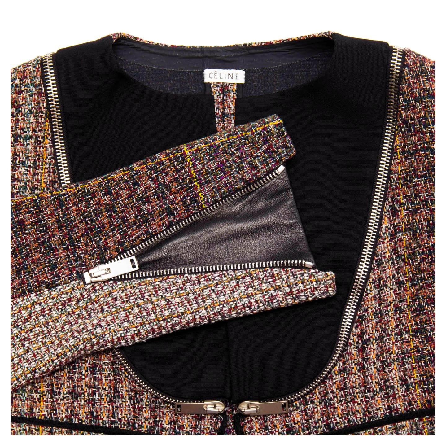 Celine Multicolor Wool Cropped Jacket In Excellent Condition For Sale In Brooklyn, NY